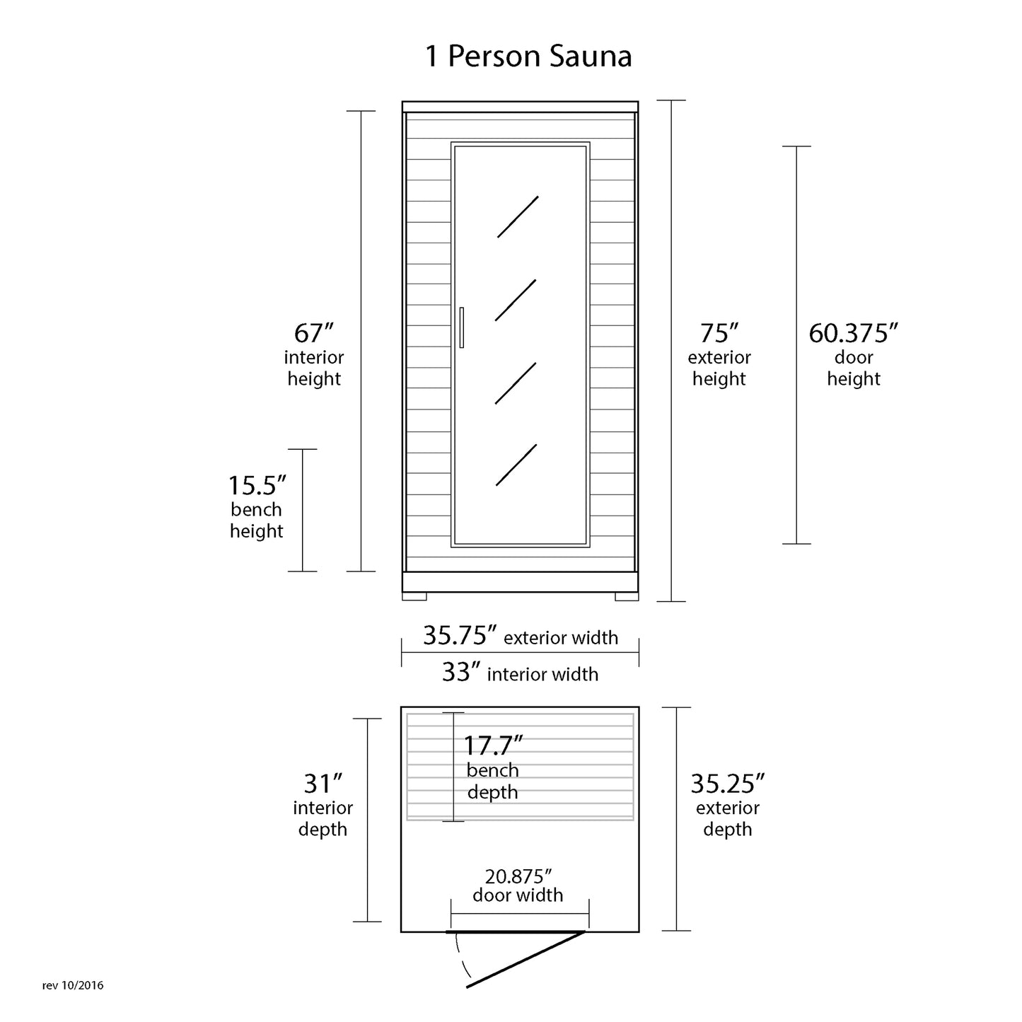 1 Person Infrared Sauna with Ceramic Heaters - Buena Vista - SA2400