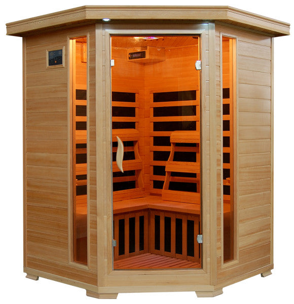 Infrared 3 Person Corner Sauna with Carbon Heaters - Santa Fe Series SA2412DX