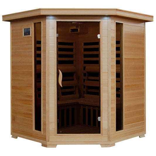 Infrared 4 Person Corner Sauna with Carbon Heaters - Tucson Series SA2420DX